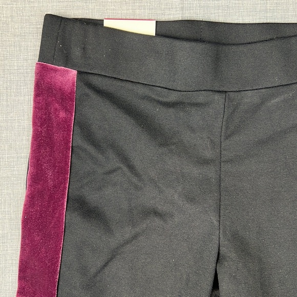 XS & Small Style & Co Black & Purple Velour Stripe Ponte Pull On Leggings - Picture 3 of 6